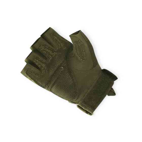 Рукавички без пальців, поліуретан + EVA + термопласт. гума, липучка, вентиляція, хакі L "тактичні" Мукачево