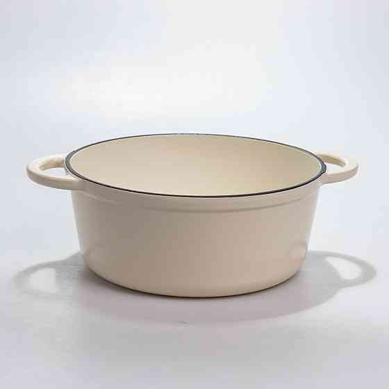 Каструля чавунна 2.5 л емальована з кришкою посуд для тушкування запікання томління кухонна Біла HP-1-14-WHITE Київ