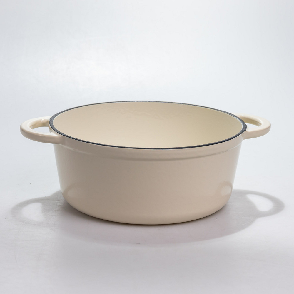 Каструля чавунна 2.5 л емальована з кришкою посуд для тушкування запікання томління кухонна Біла HP-1-14-WHITE Київ - фото 3