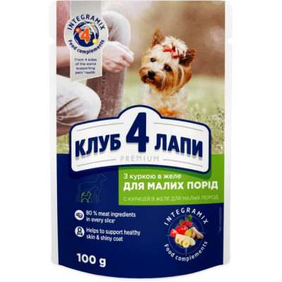 Влажный корм для собак Club 4 Paws с курицей в желе 100 г (4820083908880) Винница - изображение 1