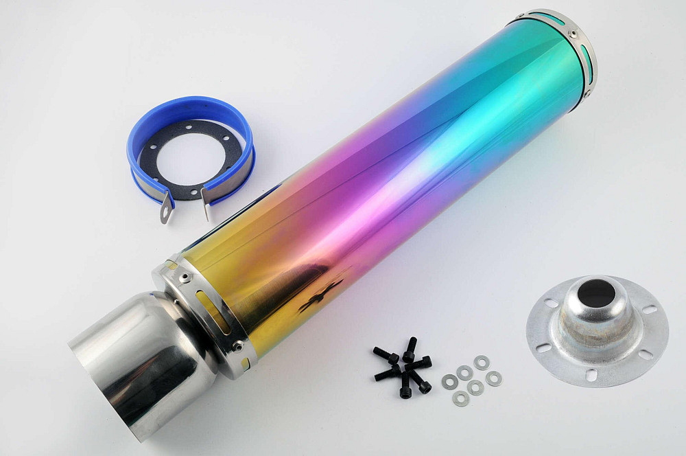 Глушник (тюнінг) 420 * 100mm, кріп. Ø78mm (нержавіюча сталь, веселка, mod:17) Київ - фото 1