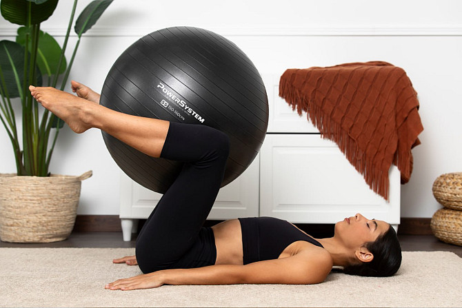 М'яч для фітнесу (фітбол) Power System PS-4011 Ø55 cm PRO Gymball Black Кам'янське - фото 9