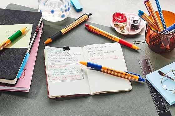 Кулькова ручка STABILO pointball 2 шт синя 0,5 мм тонкий стрижень пластикова Київ