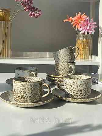 Набір кавовий 6 чашок/6 блюдець Olens "Нормандія" 190 мл кераміка 102-0388 для дому та ресторану Київ