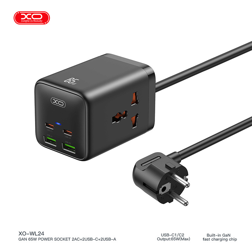 Мережевий зарядний пристрій XO WL24 Fast Charging Desktop Charger Array Plug 65W чорний Львів - фото 3