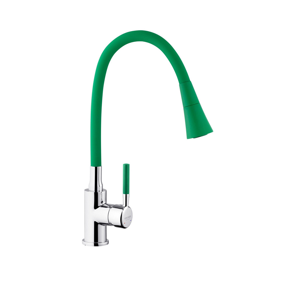 Смеситель для кухни с гибким изливом Kroner KRM Kuche - C132GRN зеленый/хром Киев - изображение 1