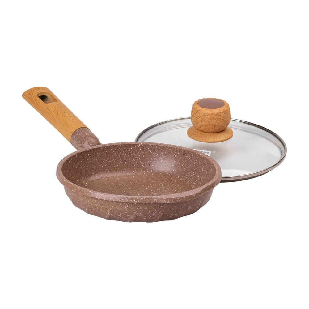 Мраморная алюминиевая сковорода с антипригарным покрытием 1 литр Ø 20 см кофейная MGC HP-4-421CO Киев - изображение 4