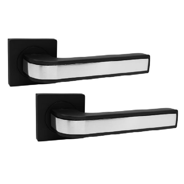 Ручка для дверей квадратной розетке Кедр Ультра 21.830 MBP/WH черный матовый с белой вставкой Киев - изображение 1