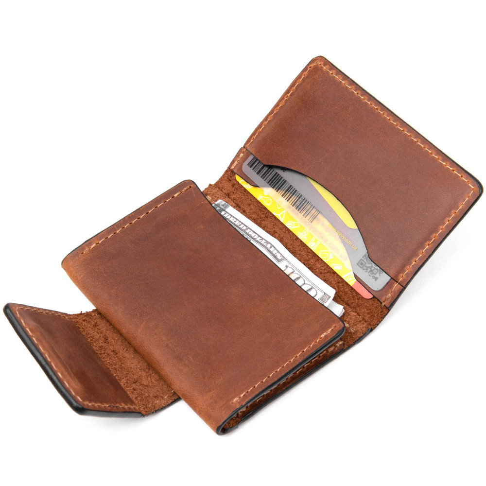 Шкіряна вінтажна візитниця GRANDE PELLE 11406 Коричневий Київ - фото 6