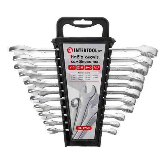 Набір рожково - накидних ключів INTERTOOL 11шт., 7-19мм, Cr-V - ідеальний набір для гаража Львів