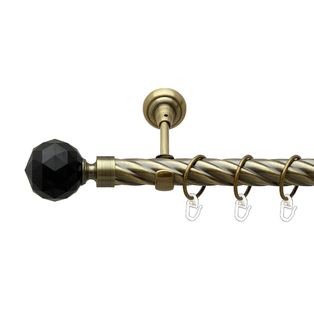 Карниз Orvit Люміера Неро металевий однорядний відкритий скручена труба кільце металеве Антик 25 мм 200 см Львов - изображение 1