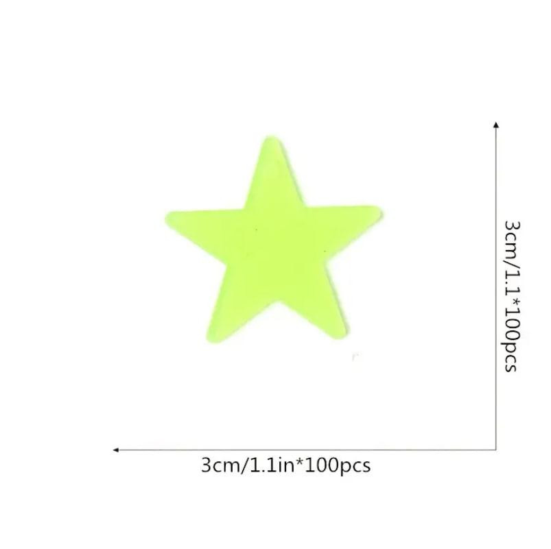 Набір флуоресцентних зірок 100 шт | Салатові самоклеючі наліпки для стелі, стін, дитячої Київ - фото 3