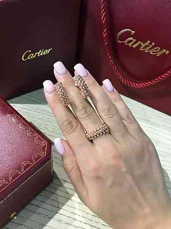 Cartier Комплект: сережки та кільце в рожевому золоті / Cartier кільце зубчики та сережки зубчики Одеса