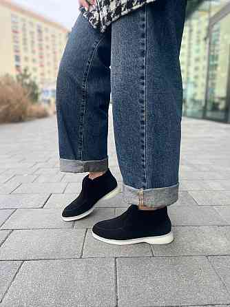 Лоферы женские GREMMY черные из натуральной замши с белой подошвой размер 36-41 (207/1) Коломия