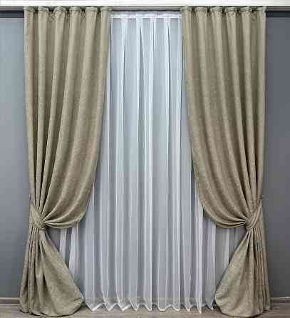 Комплект штор VR-Textil Жаккард Viva Marmo № 1779ш Тауп 150х290 см 2 шт (33-0742) Киев