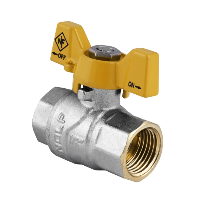 Кран кульовий Nolf NF.712 - 1/2" FF ГГМ YELLOW, ручка "метелик" жовта (NF2945) Київ - фото 1