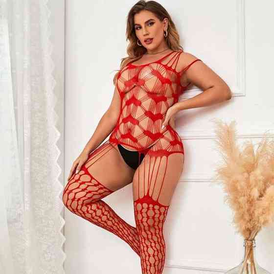 Відкритий бодистокінг із сердечками L-XXL- Еротична білизна Вінниця