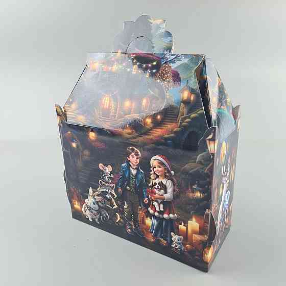 Новогодняя подарочная картонная упаковка для конфет (1000грм) №201 