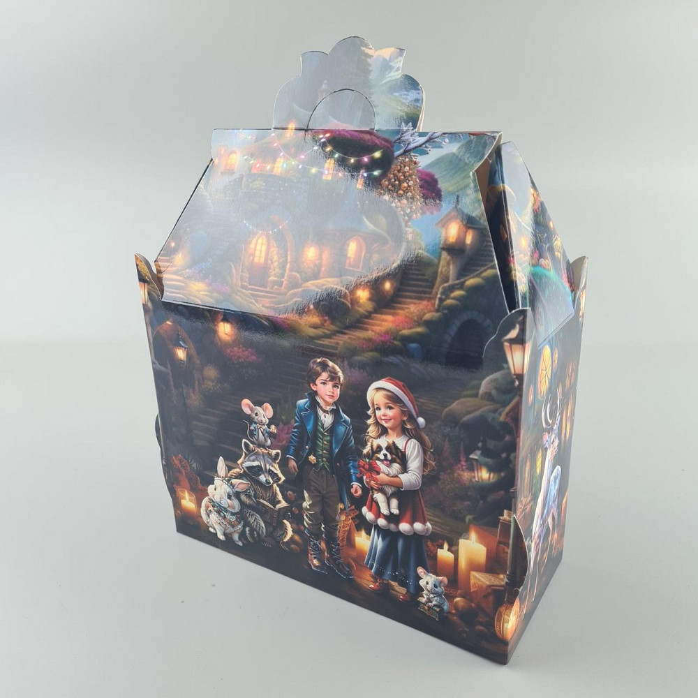 Новогодняя подарочная картонная упаковка для конфет (1000грм) №201 