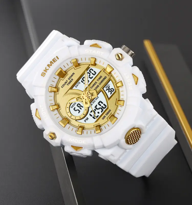 Годинник жіночий наручний спортивний Skmei 2225 з комбінованим циферблатом (Білий) Київ - фото 4