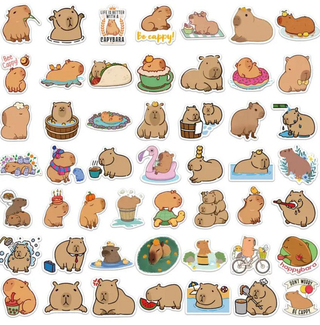 Наліпки з капібарою, наліпки з тваринами, вінілові водонепроникні наліпки для пляшки з водою, комп'ю Київ - фото 6