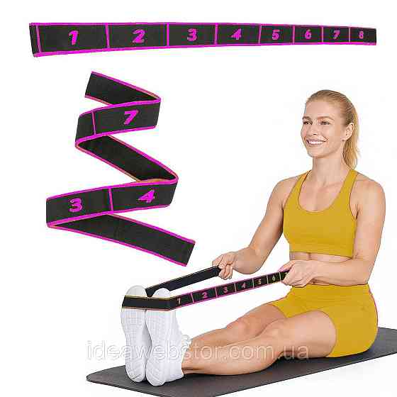 Резинка для фітнесу з петлями Gymtek 86,5 х 4см чорно-рожева Київ