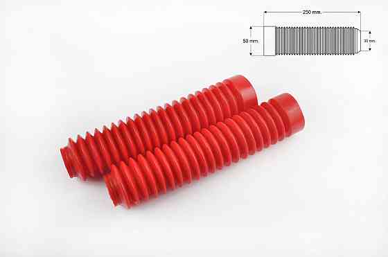 Гофры передней вилки (пара) универсальные L-250mm, d-30mm, D-50mm (красные) Мукачево