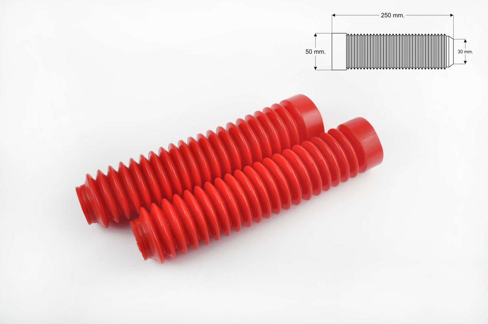 Гофры передней вилки (пара) универсальные L-250mm, d-30mm, D-50mm (красные) Мукачево - изображение 1