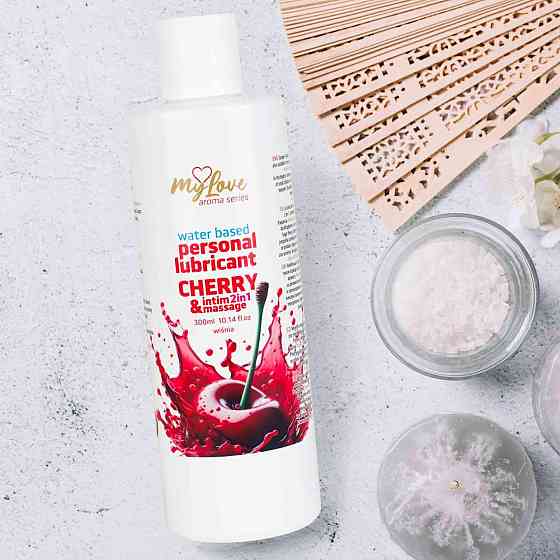 Водный лубрикант 2в1 для интимной близости и массажа MyLove Aroma Series Cherry (Вишня), 300 мл Sex Aura Киев