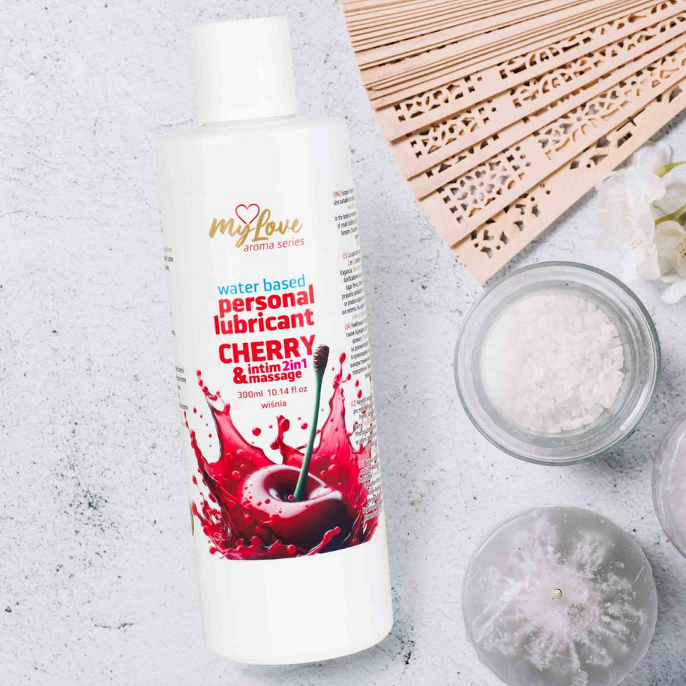 Водный лубрикант 2в1 для интимной близости и массажа MyLove Aroma Series Cherry (Вишня), 300 мл Sex Aura Киев - изображение 4
