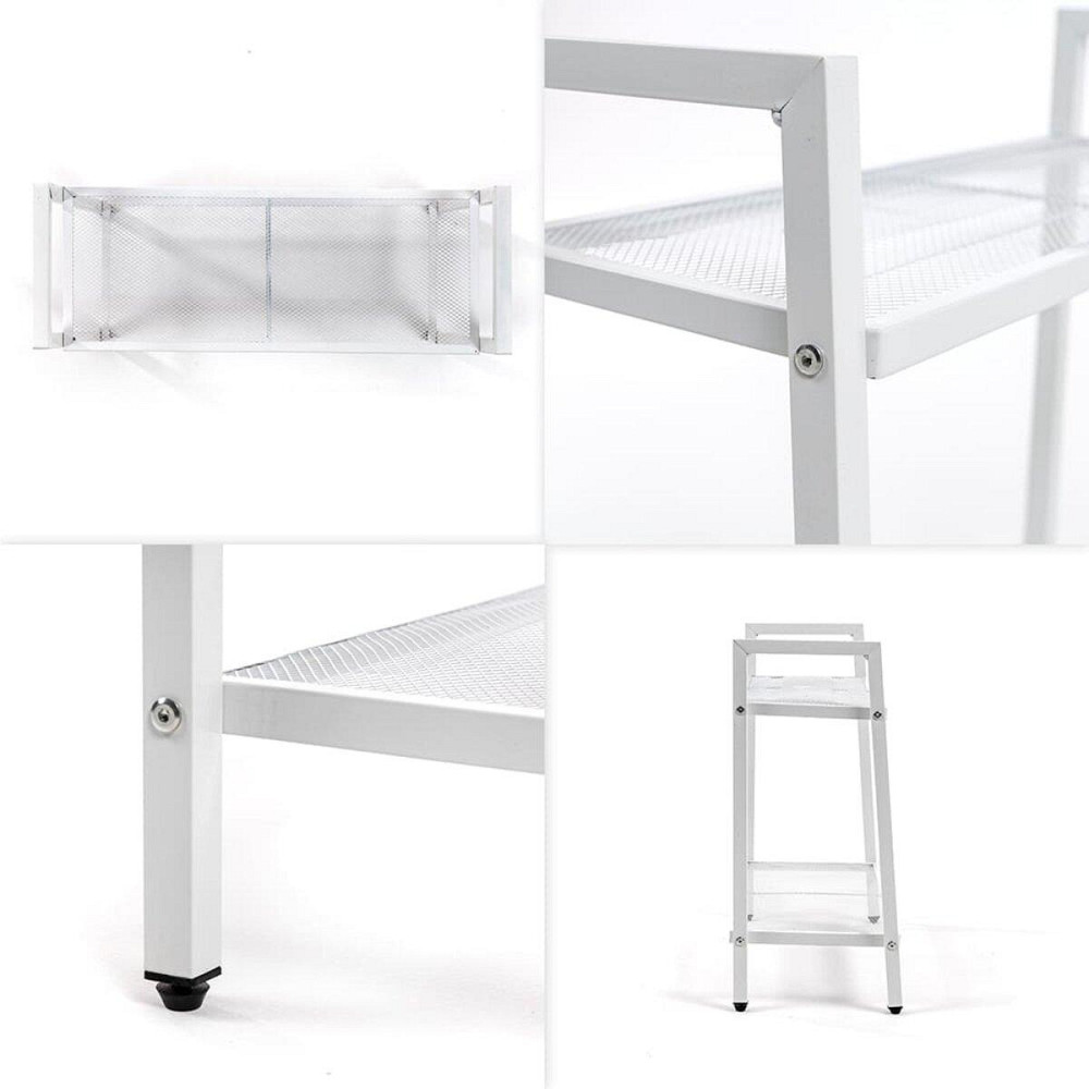 Двоярусний металевий стелаж білого кольору Київ - фото 5