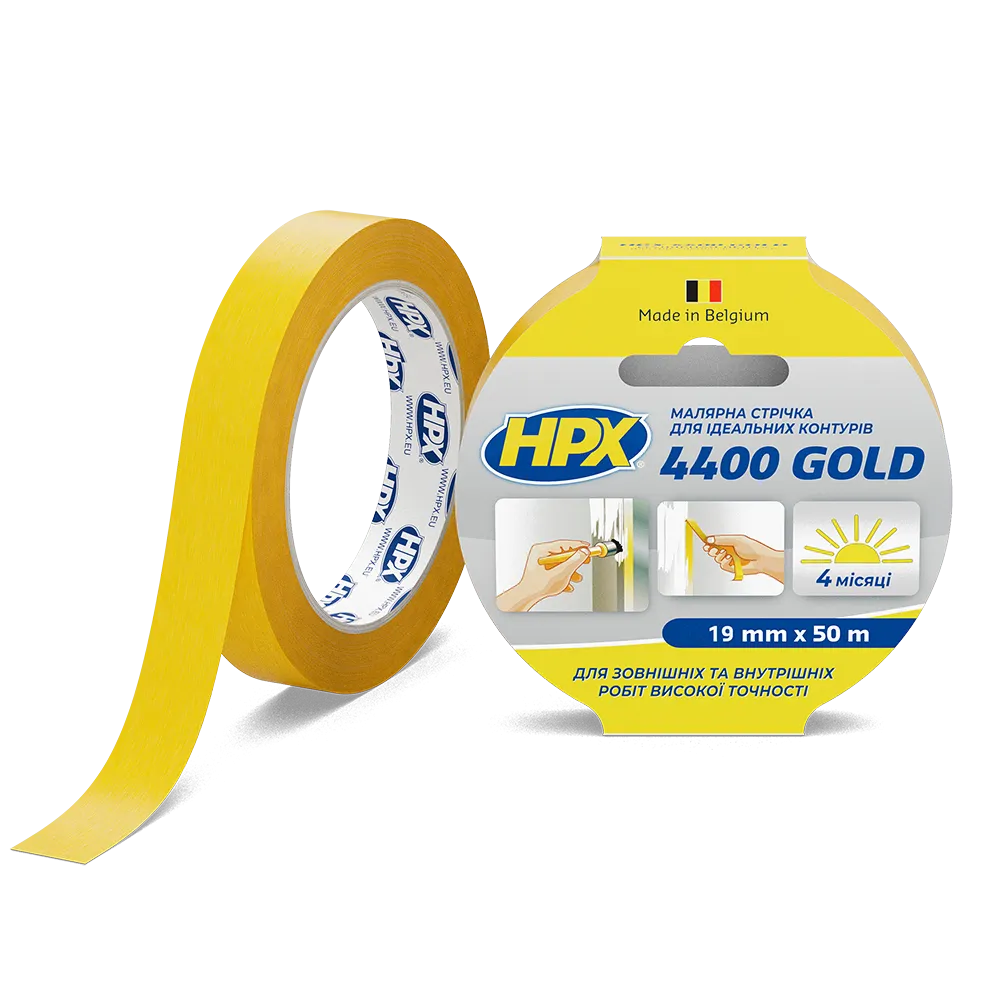 Маскуюча малярська стрічка HPX 4400 для зовнішнього застосування і чітких контурів 19 мм*50 м помаранчева (FP1950) Киев - изображение 1