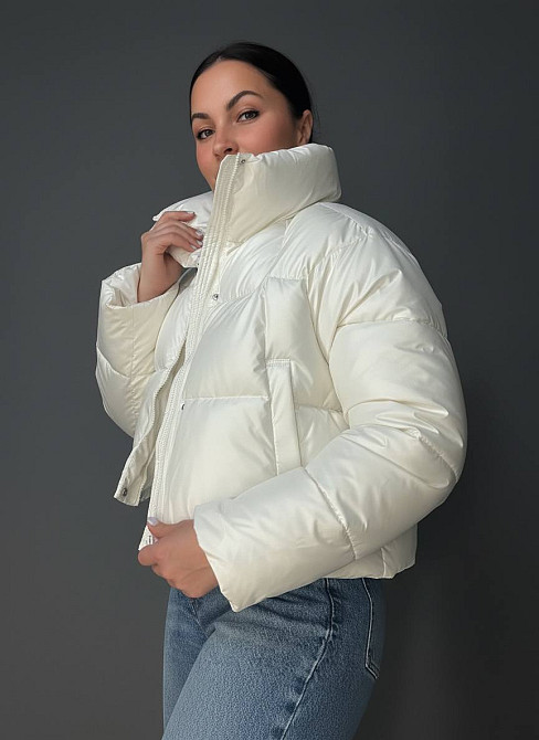 Куртка женская Lady Yep 30083 пуффер короткая глянцевая молочная, молочний, L Киев - изображение 10