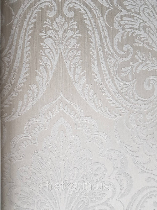 Шпалери текстильні еко 0.53х10.05 Rasch Textil Valentina класика вензелі дамаски бежево білі на молочному Київ - фото 1