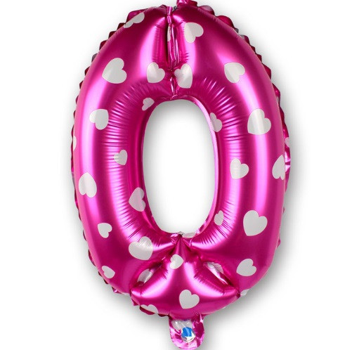 Шарик цифра 0 фольгированная с сердечками 32 дюйма розовый Киев - изображение 1