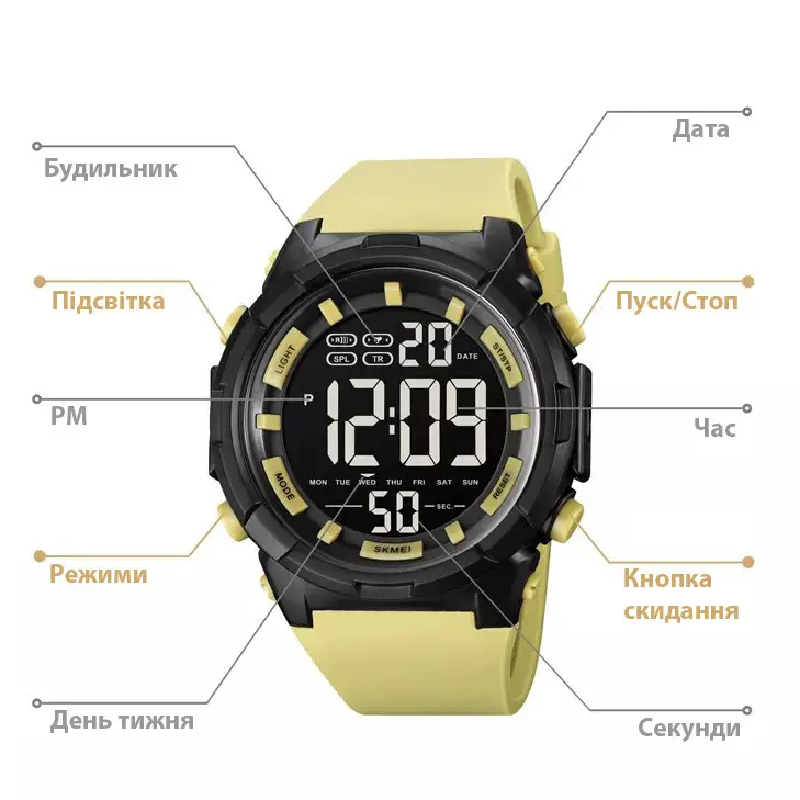 Мужские наручные часы Skmei 1845 Желтый Винница - изображение 9