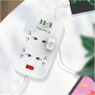 Мережевий фільтр живлення ColorWay 4 розетки/4USB White 1.8м (1QC3.0 + 3 AUTO ID) (CW-CHU44QW) Вінниця - фото 6
