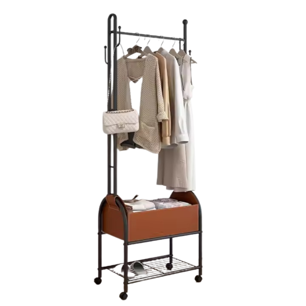 Вешалка для одежды передвижная напольная с полкой для обуви металлическая высота 184 см,цвет черный Каменец-Подольский - изображение 3