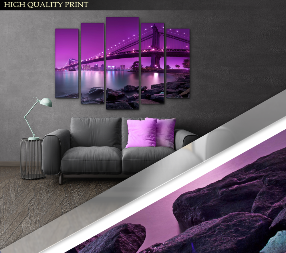 Модульна картина у вітальню / спальню Нічний міст Art-353_5 ( 80х118см ) Київ - фото 2