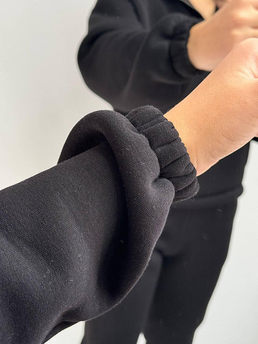 Флісовий спортивний костюм зі змійкою Чорний XL-2XL Харків - фото 5