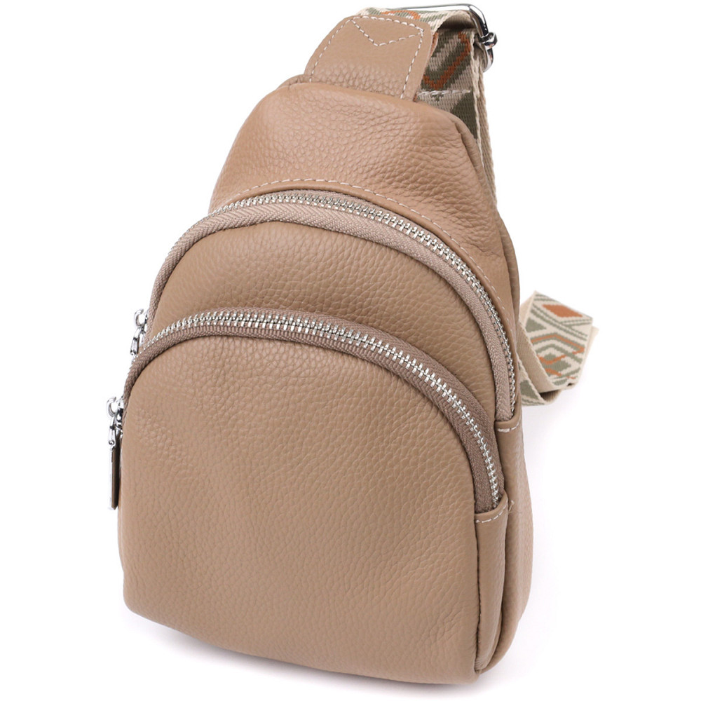 Слинг сумка из натуральной кожи для женщин Vintage 22939 Бежевый Киев - изображение 1