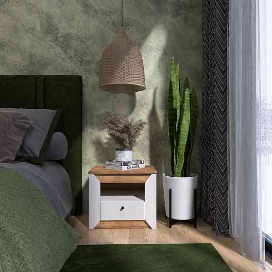 Тумба прикроватная Эверест Нордик-500 Белый + Дуб крафт золотой (DTM-5543) Львов