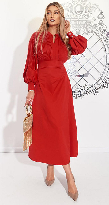 Красное платье с плиссе (44) Киев - изображение 1