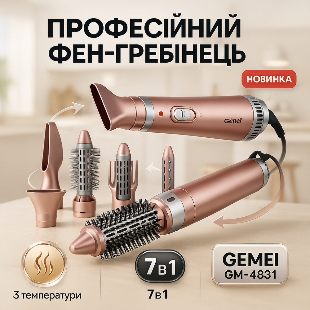 Фен расческа для укладки локонов, Фен-стайлер с функцией долговременной укладки, Хороший мощный фен DM-16 Львов - изображение 18