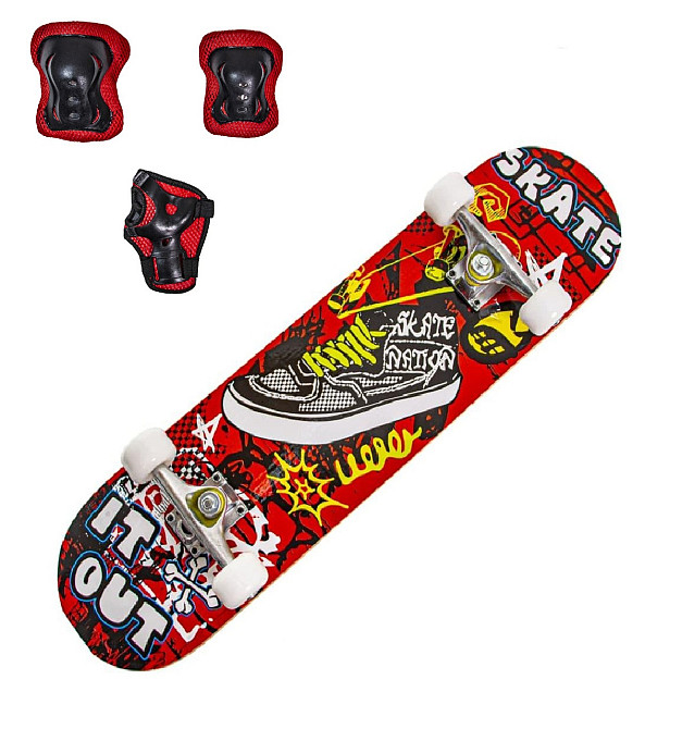 Скейт "Skate It Out" с защитой в комплекте. Нагрузка до 85 кг Одесса - изображение 1