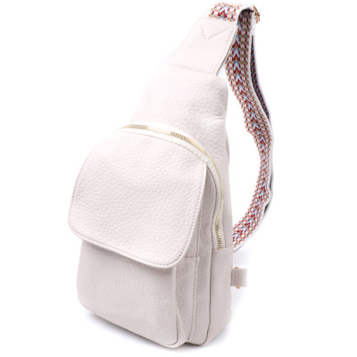 Сумка Vintage Жіноча з однією лямкою через плече з крупнозернистої екошкіри Молочна (22761) Вінниця - фото 1