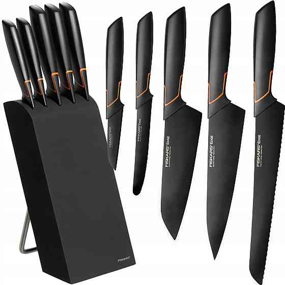 Кухонний Набір Ножів 5 предметів із пластиковим блоком Fiskars "Edge" (1003099) Нержавіюча сталь Нововолинськ
