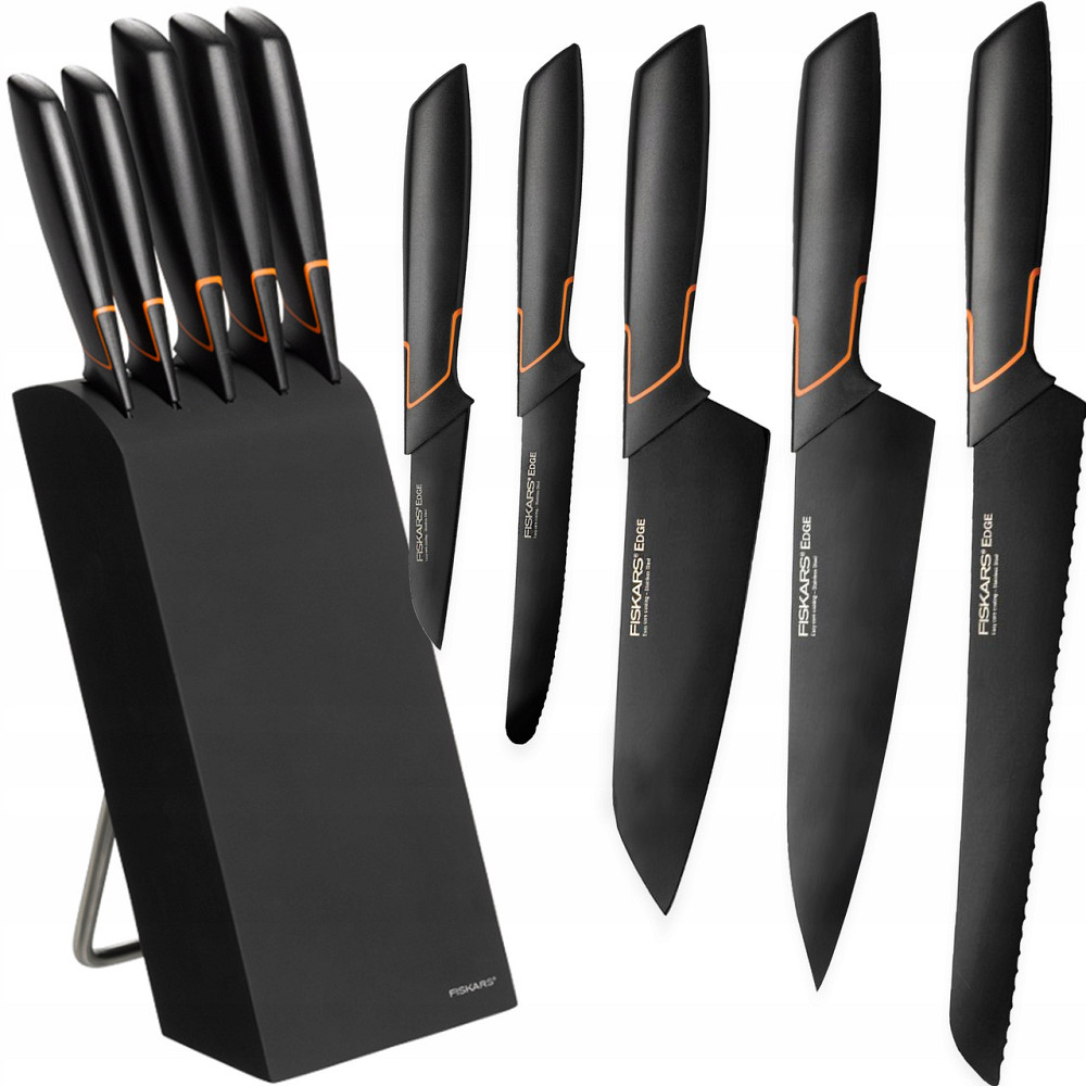 Кухонний Набір Ножів 5 предметів із пластиковим блоком Fiskars "Edge" (1003099) Нержавіюча сталь Нововолинськ - фото 1