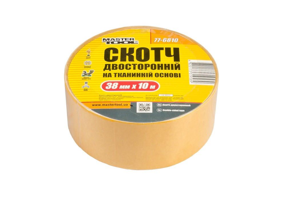 MASTERTOOL Стрічка двостороння MASTERTOOL на тканинній основі 38 мм 10 м 77-6810 Коломия - фото 1