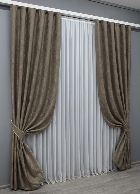 Комплект готових штор VR-Textil Жакард Sultan XO № 1486ш какао 150х275 см 2 шт (33-0390) Київ - фото 3